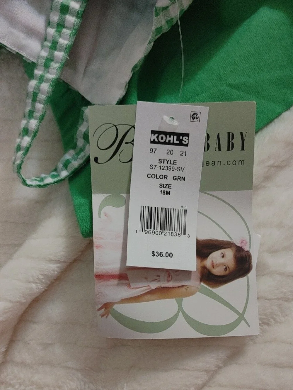 2 PC Set Bonnie Baby Green Gingham Dress with Watermelon Accent